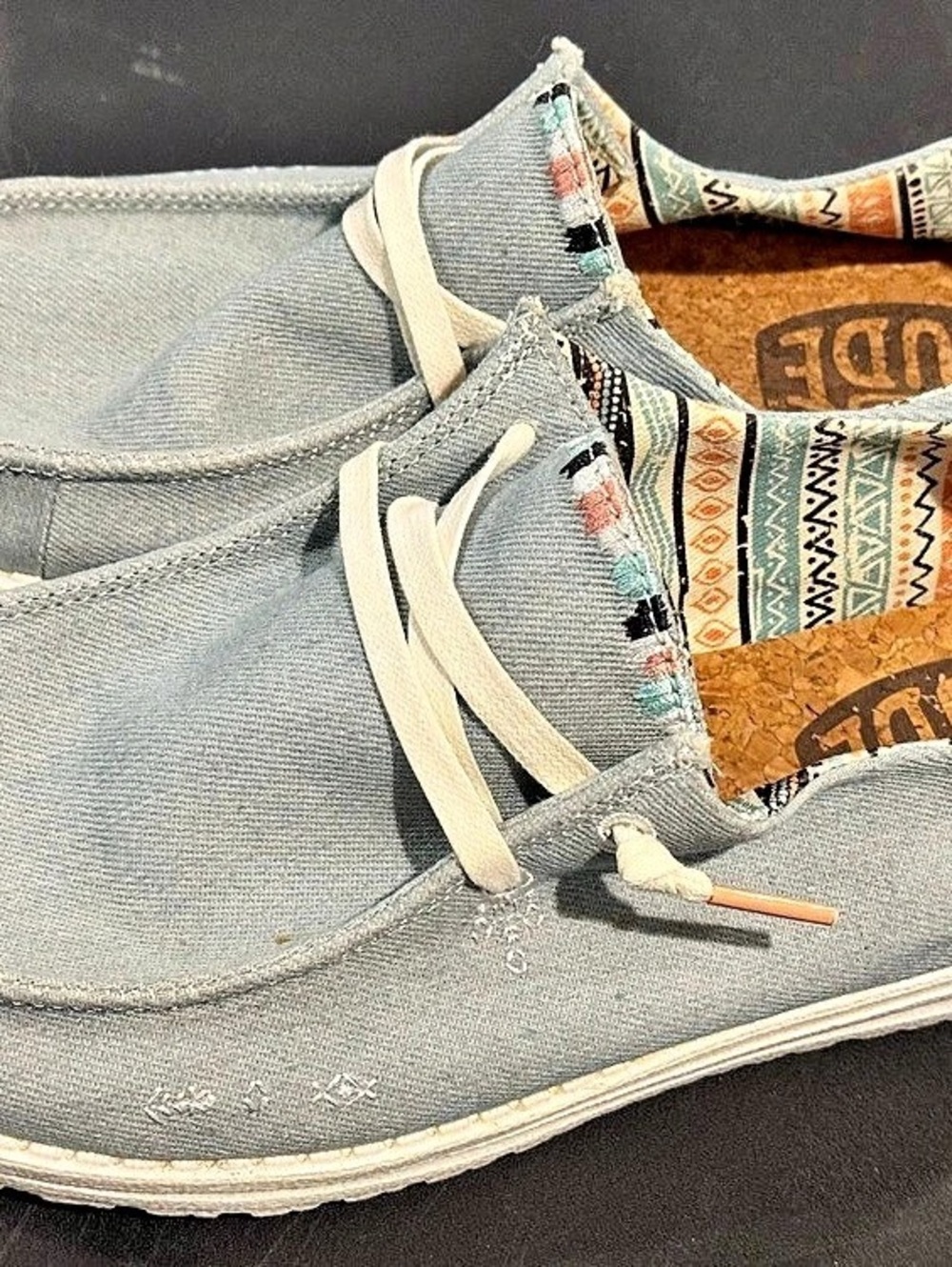 Hey Dude Wendy Boho Light Denim Sneakers Blue & White US 8